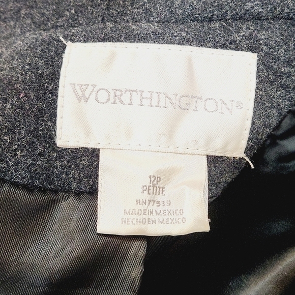 WORTHINGTON Grey Wool Blend Long Coat Size: 12P - Picture 11 of 11